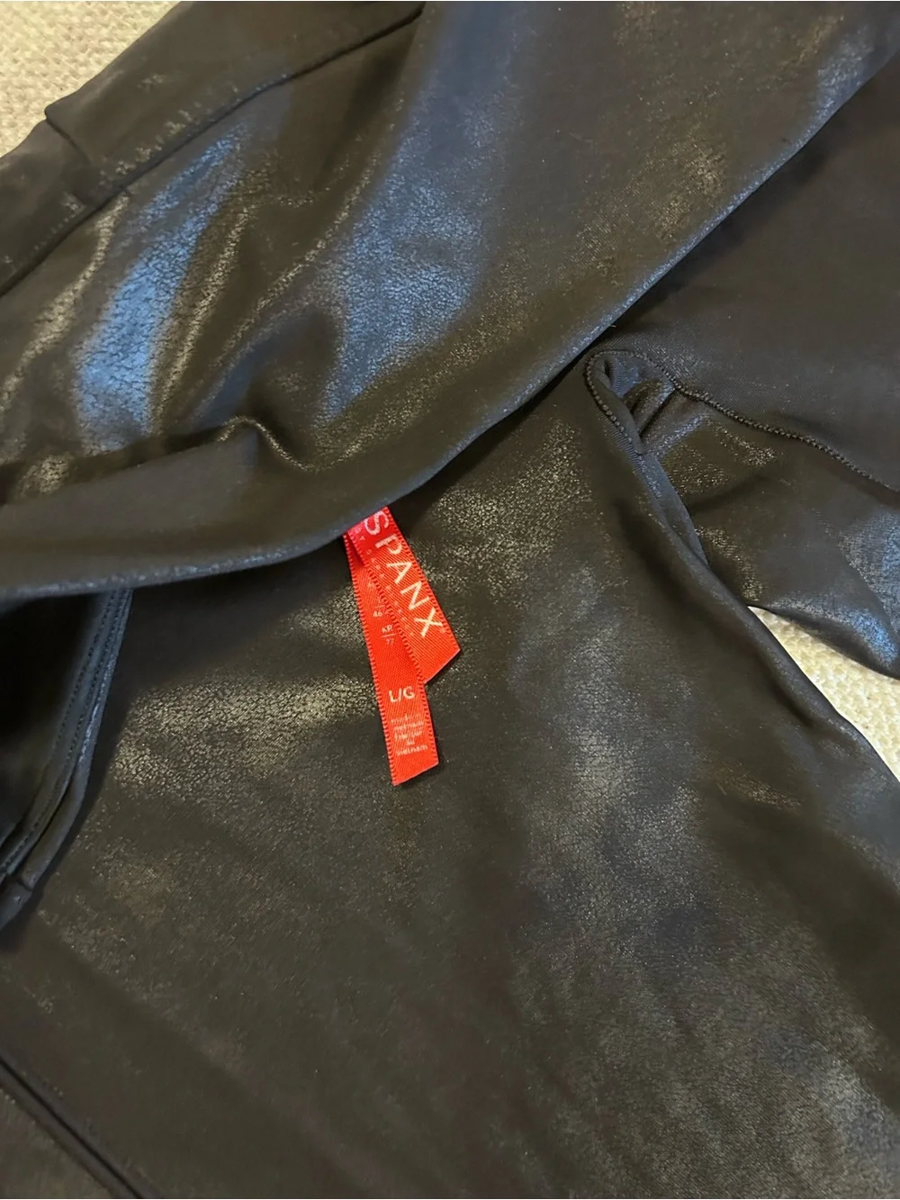 Spanx Black Faux-Leather Leggings Size L